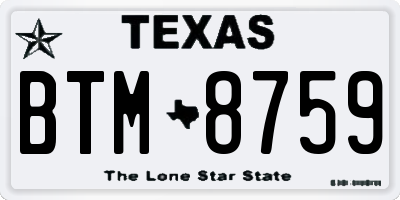 TX license plate BTM8759