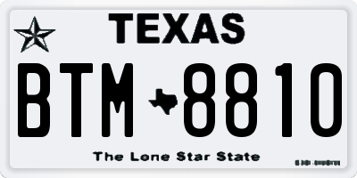 TX license plate BTM8810