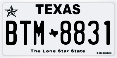 TX license plate BTM8831