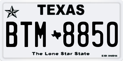 TX license plate BTM8850