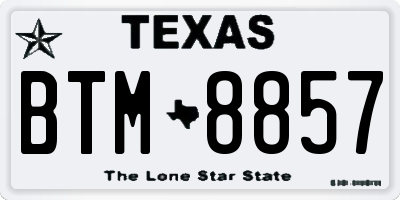 TX license plate BTM8857
