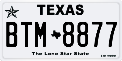 TX license plate BTM8877