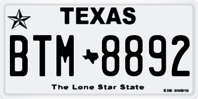 TX license plate BTM8892