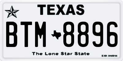TX license plate BTM8896