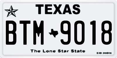 TX license plate BTM9018