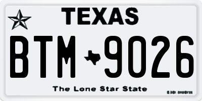 TX license plate BTM9026