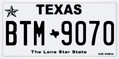 TX license plate BTM9070