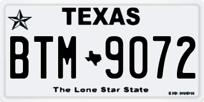 TX license plate BTM9072