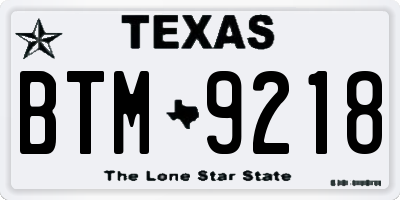 TX license plate BTM9218