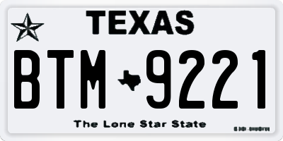 TX license plate BTM9221