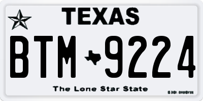 TX license plate BTM9224