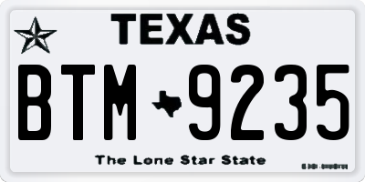 TX license plate BTM9235