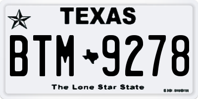 TX license plate BTM9278