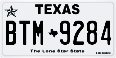 TX license plate BTM9284
