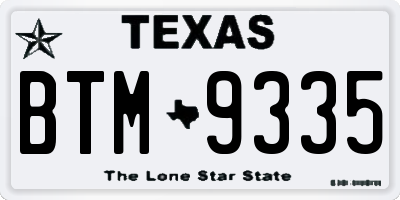TX license plate BTM9335