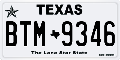 TX license plate BTM9346