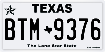 TX license plate BTM9376