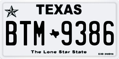TX license plate BTM9386
