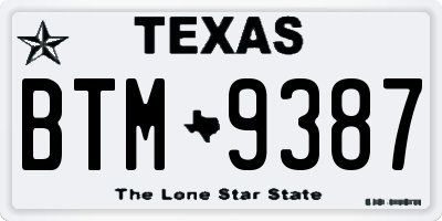 TX license plate BTM9387