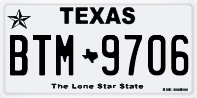 TX license plate BTM9706
