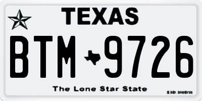 TX license plate BTM9726