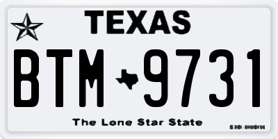TX license plate BTM9731