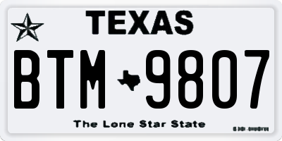 TX license plate BTM9807