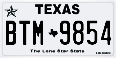 TX license plate BTM9854