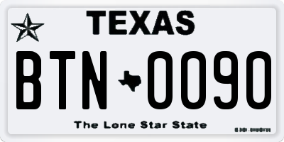 TX license plate BTN0090