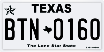 TX license plate BTN0160