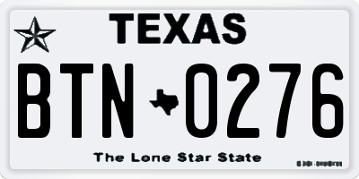 TX license plate BTN0276