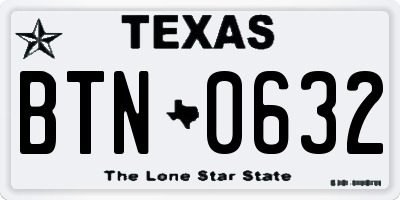 TX license plate BTN0632