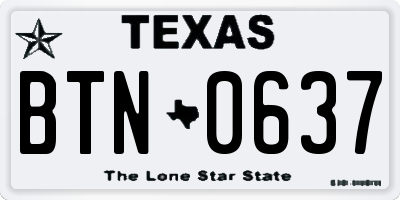 TX license plate BTN0637