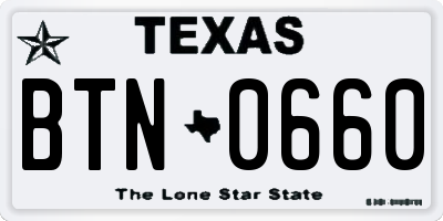 TX license plate BTN0660
