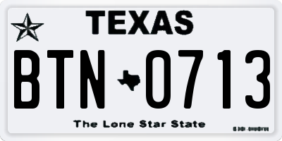 TX license plate BTN0713