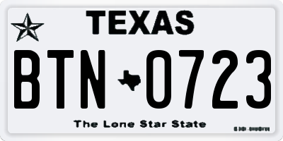 TX license plate BTN0723