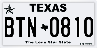 TX license plate BTN0810