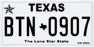 TX license plate BTN0907