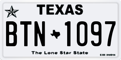 TX license plate BTN1097