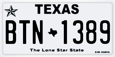 TX license plate BTN1389