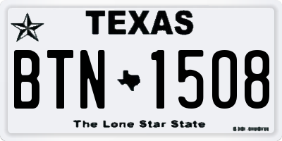 TX license plate BTN1508