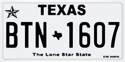 TX license plate BTN1607