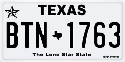 TX license plate BTN1763