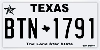 TX license plate BTN1791