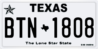 TX license plate BTN1808