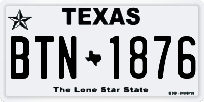 TX license plate BTN1876
