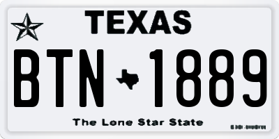 TX license plate BTN1889