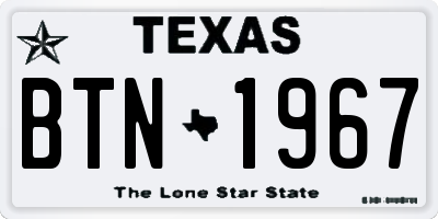 TX license plate BTN1967