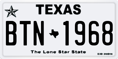 TX license plate BTN1968