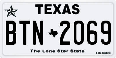 TX license plate BTN2069